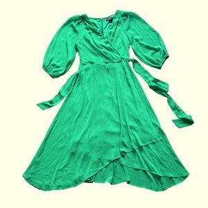 DKNY Bright Green Self Belt Flowy Dress Size 4